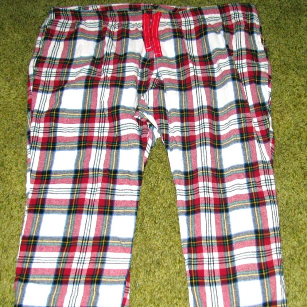 Red & Black PLAID Cotton Flannel PANTS Size XXXL Unisex Old Navy